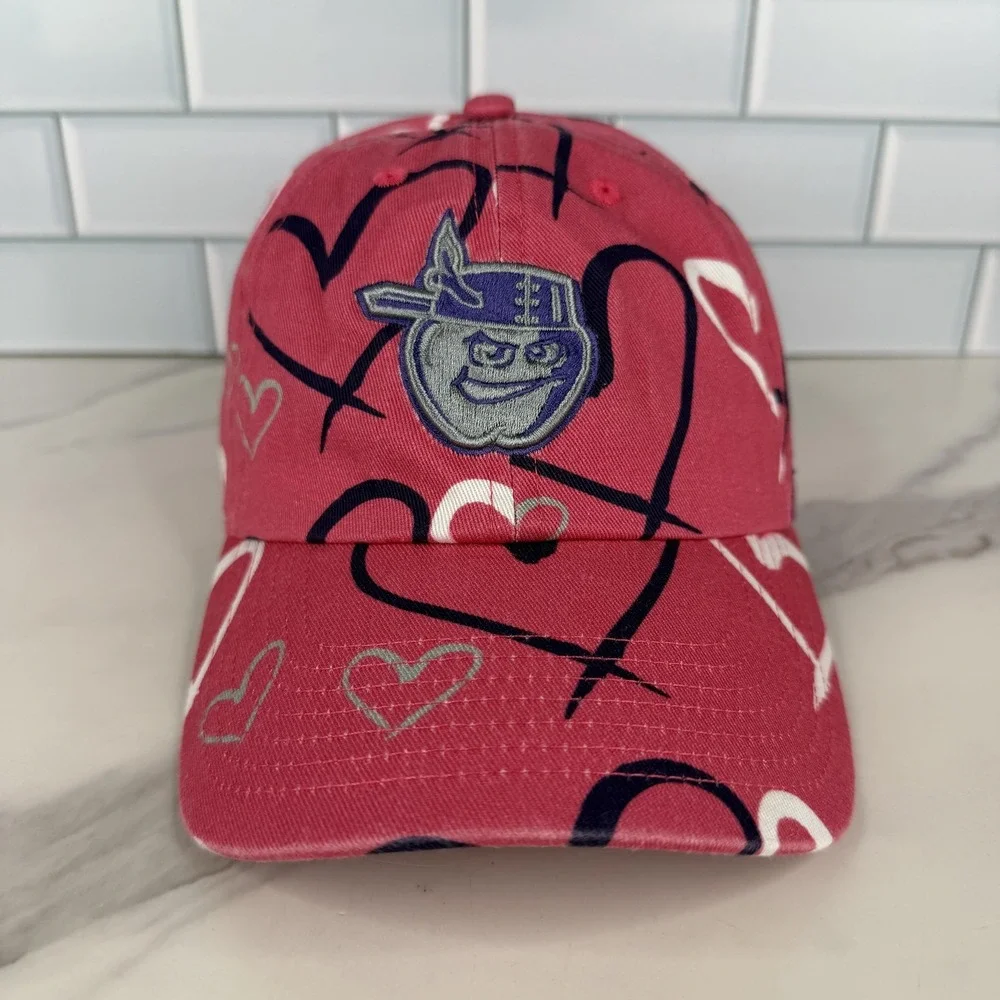 Fort Wayne Tincaps Hat Cap Strap Back Youth Pink MLB Baseball Hearts All Over 47